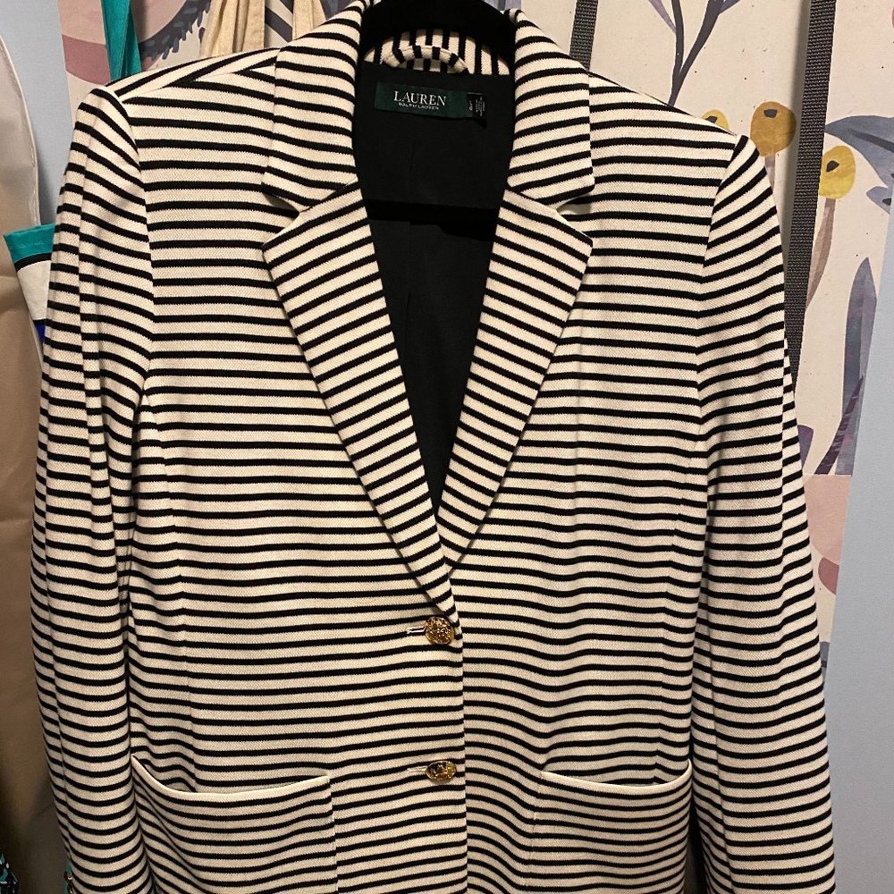 Lauren Ralph Lauren Black & White Striped Blazer